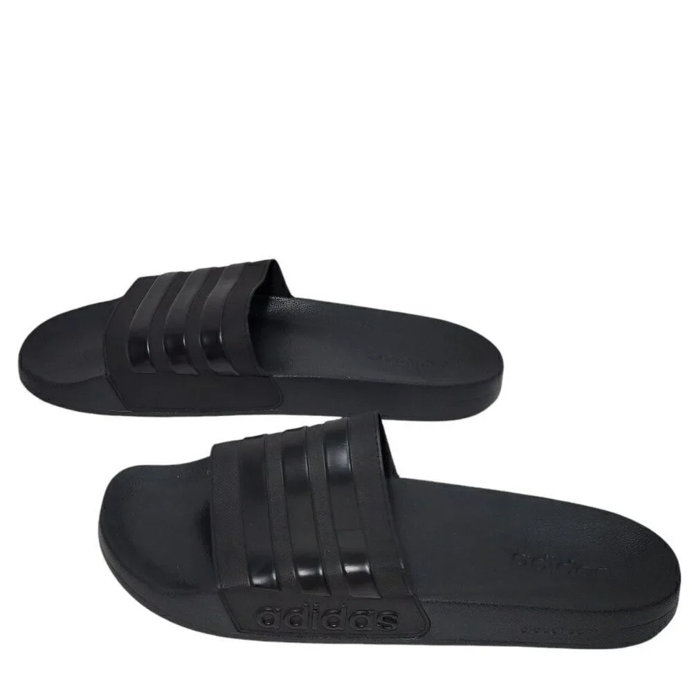 Adidas Adilette Slides Mens Size 18 Black 3 Stripe Shoes Sandals Beach Water NEW